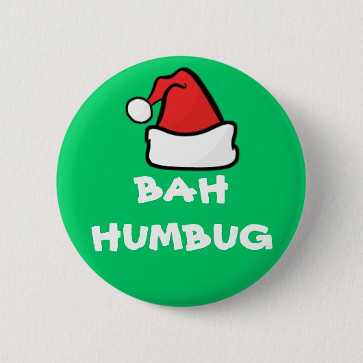 Bah Humbug en Santa Hat Grumpy Kerstfeestdag Ronde Button 5,7 Cm (Voorkant)
