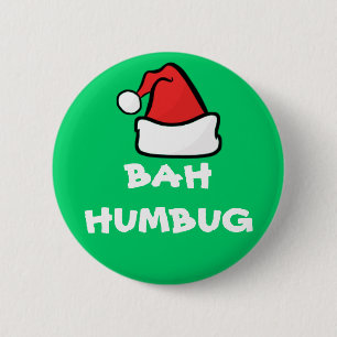 Bah Humbug en Santa Hat Grumpy Kerstfeestdag Ronde Button 5,7 Cm