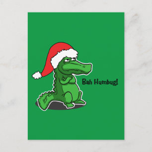Bah Humbug! Fun, Alligator met kersthoed Feestdagenkaart