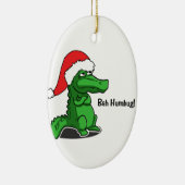 Bah Humbug! Fun, Alligator met kersthoed Keramisch Ornament (Rechts)