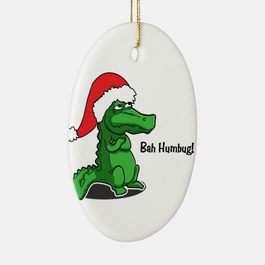 Bah Humbug! Fun, Alligator met kersthoed Keramisch Ornament (Rechts)