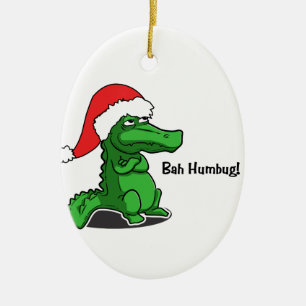 Bah Humbug! Fun, Alligator met kersthoed Keramisch Ornament