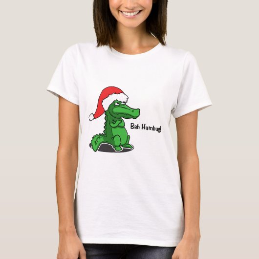 Bah Humbug! Fun, Alligator met kersthoed T-shirt (Voorkant)