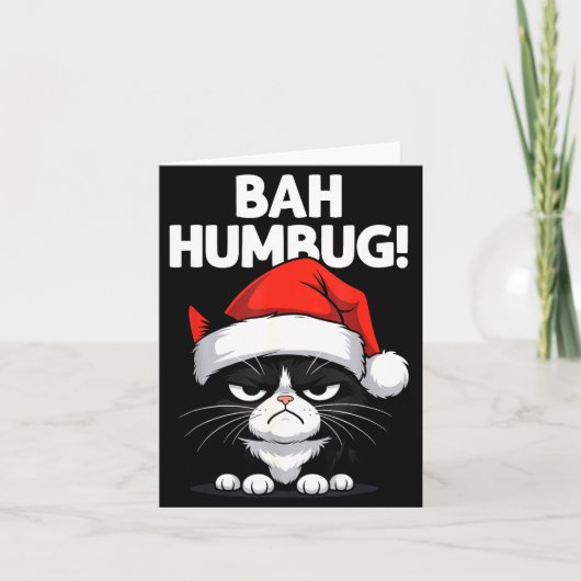 Bah Humbug Funny Bad Cat Christmas Hater Cat Lover Kaart (Voorkant)