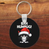 Bah Humbug Funny Bad Cat Christmas Hater Cat Lover Sleutelhanger (Voorkant)