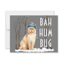 Bah Humbug Funny Cat Kerstmis Briefkaart