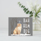 Bah Humbug Funny Cat Kerstmis Briefkaart (Staand voorkant)