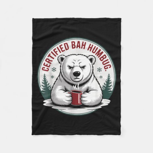 Bah Humbug Funny Christmas Lar Bear Sarcastic Holi Fleece Deken (Voorkant)
