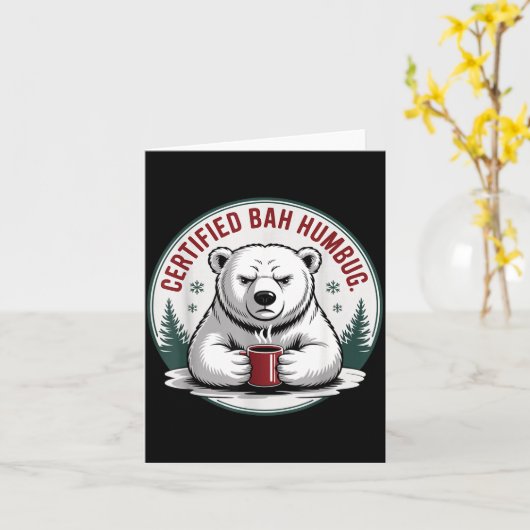 Bah Humbug Funny Christmas Lar Bear Sarcastic Holi Kaart (Gele Bloem)