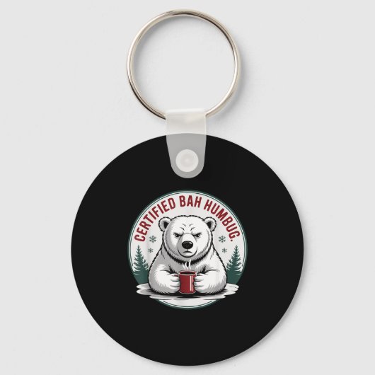 Bah Humbug Funny Christmas Lar Bear Sarcastic Holi Sleutelhanger (Voorkant)