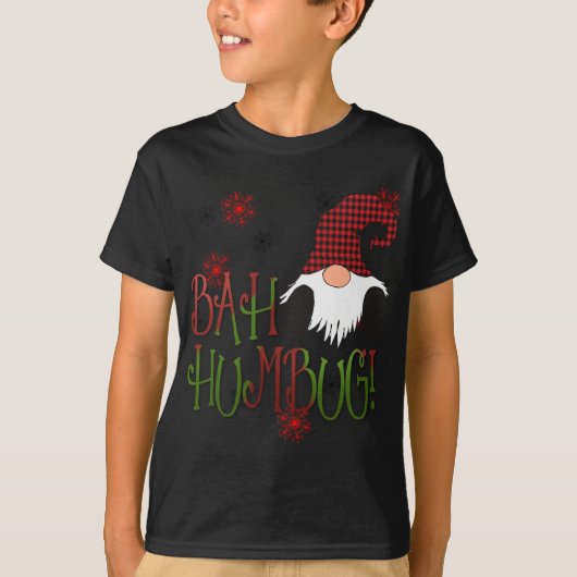 Bah Humbug Gnome Red Pset Grumpy Holiday Christma T-shirt (Voorkant)