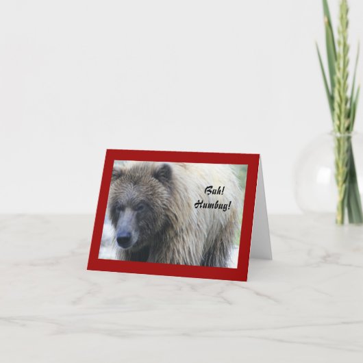 Bah! Humbug! Grizzly Beer Holiday Notecard Feestdagen Kaart (Voorkant)