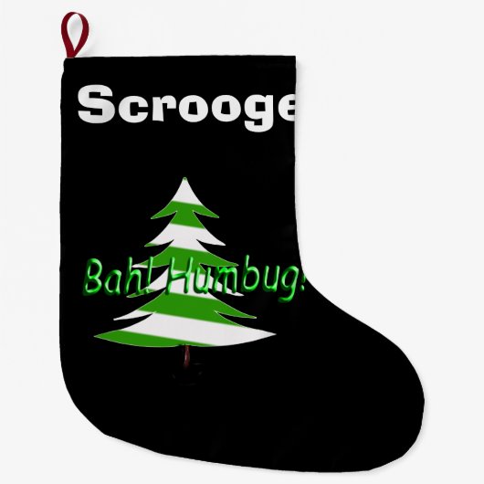 Bah! Humbug! Groen Wit Blauw Grappig Scrooge Grote Kerstsok (Voorkant)