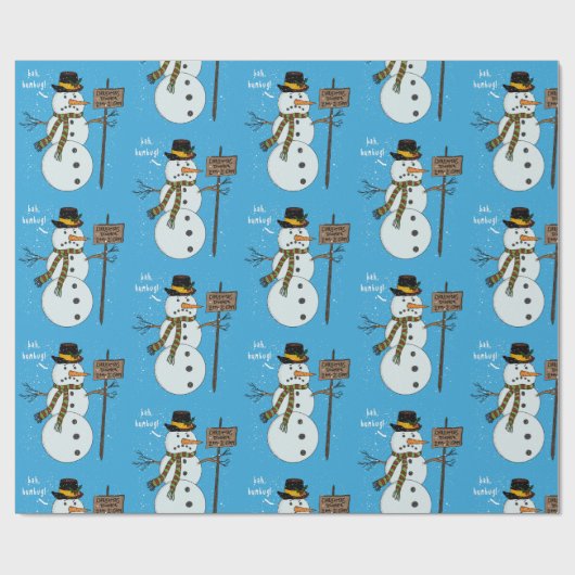 Bah Humbug Grumpy Kerstmis Snowman Introvert Cadeaupapier (Vlak)