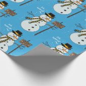 Bah Humbug Grumpy Kerstmis Snowman Introvert Cadeaupapier (Hoek)