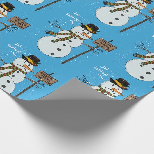 Bah Humbug Grumpy Kerstmis Snowman Introvert Cadeaupapier (Hoek)