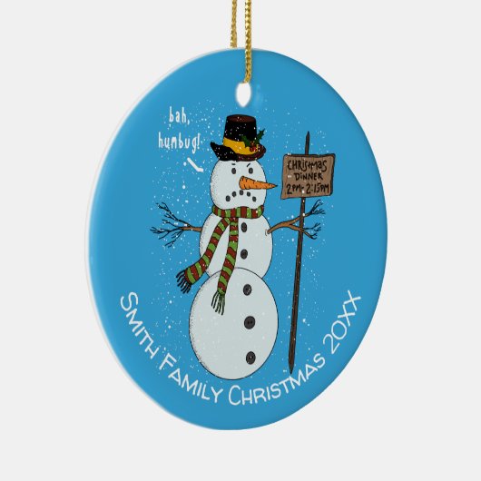 Bah Humbug Grumpy Kerstmis Snowman Introvert Keramisch Ornament (Rechts)