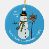 Bah Humbug Grumpy Kerstmis Snowman Introvert Keramisch Ornament (Voorkant)