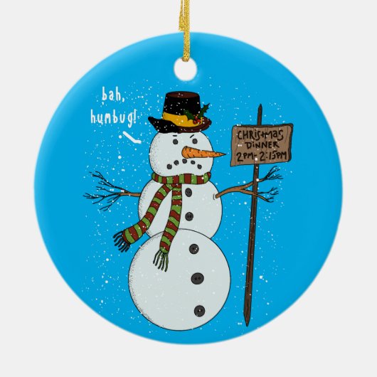 Bah Humbug Grumpy Kerstmis Snowman Introvert Keramisch Ornament (Achterkant)