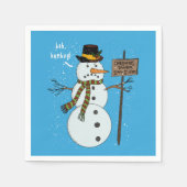 Bah Humbug Grumpy Kerstmis Snowman Introvert Servet (Voorkant)