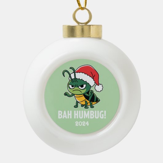 Bah Humbug Keramische Bal Ornament (Voorkant)