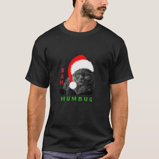 Bah Humbug kerstkat T-shirt (Voorkant)