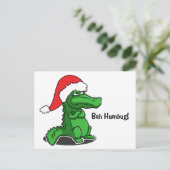 Bah Humbug! Leuk, Alligator met kerstmuts Feestdagenkaart (Staand voorkant)