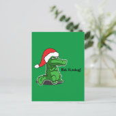 Bah Humbug! Leuk, Alligator met kerstmuts Feestdagenkaart (Staand voorkant)