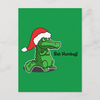Bah Humbug! Leuk, Alligator met kerstmuts Feestdagenkaart