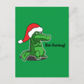 Bah Humbug! Leuk, Alligator met kerstmuts Feestdagenkaart (Voorkant)