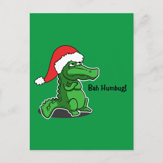 Bah Humbug! Leuk, Alligator met kerstmuts Feestdagenkaart (Voorkant)