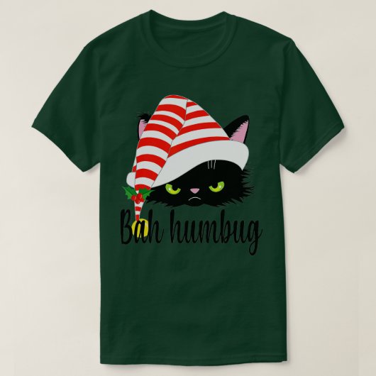 Bah Humbug Merry Kerstmis Funny Cat Lover T-shirt (Design voorkant)