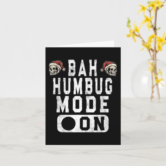 Bah Humbug Mode Aan - Fun Christmas Grumpy Attitud Kaart (Gele Bloem)