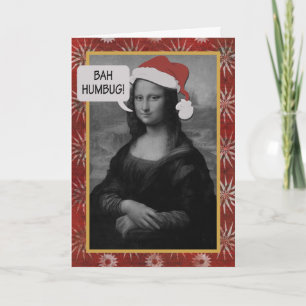 Bah Humbug Mona Lisa Anti-Kerstman Kaart