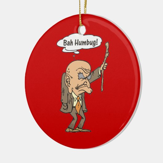 Bah Humbug Oud Man Keramisch Ornament (Links)