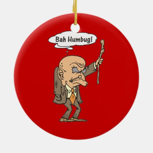 Bah Humbug Oud Man Keramisch Ornament (Achterkant)