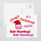 BAH HUMBUG Pig briefkaart (Voorkant / Achterkant)