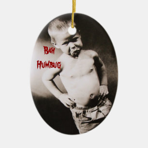 Bah Humbug Pouting Boy Funny Holiday Ornament