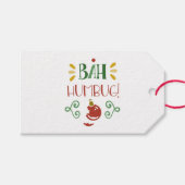 Bah Humbug Red Green en Gele Humoureus Cadeaulabel (Voorkant (Horizontaal))