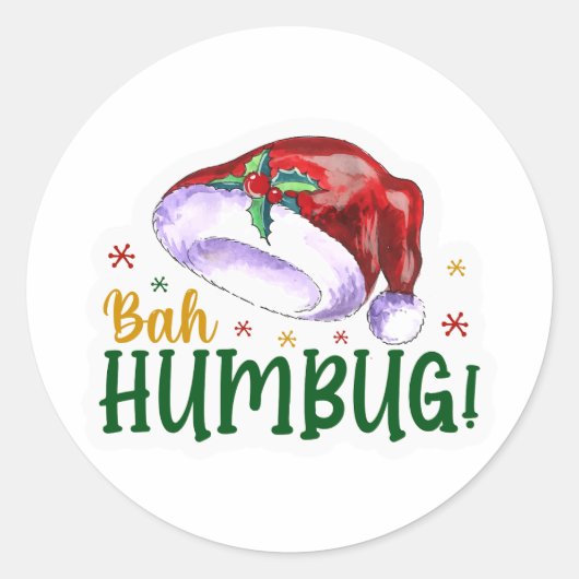 Bah humbug ronde sticker (Voorkant)