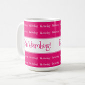 Bah humbug roze kerst koffiemok (Voorkant links)