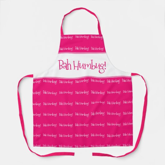 Bah humbug roze kerstman schort (Voorkant)