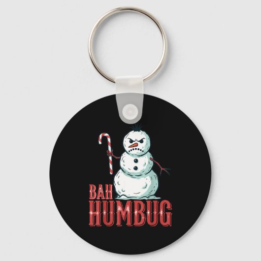Bah Humbug Santa Hat Angry Snowman Sarcastic Chris Sleutelhanger (Voorkant)