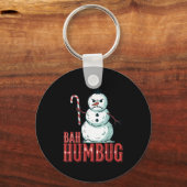 Bah Humbug Santa Hat Angry Snowman Sarcastic Chris Sleutelhanger (Voorkant)