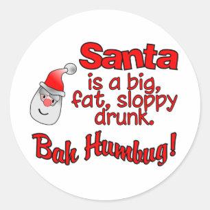 BAH HUMBUG Santa stickers. Ronde Sticker