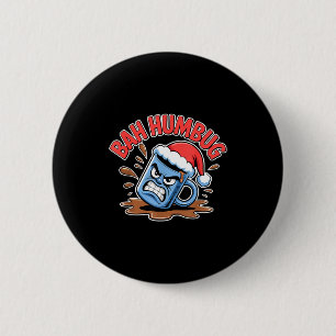 Bah Humbug Santa's Koffiekop Sarcasme Kerstmis Ronde Button 5,7 Cm