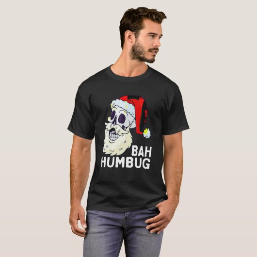 Bah Humbug schedel Santa Hoed Kerstmis Grappige Xm T-shirt (Voorkant volledig)