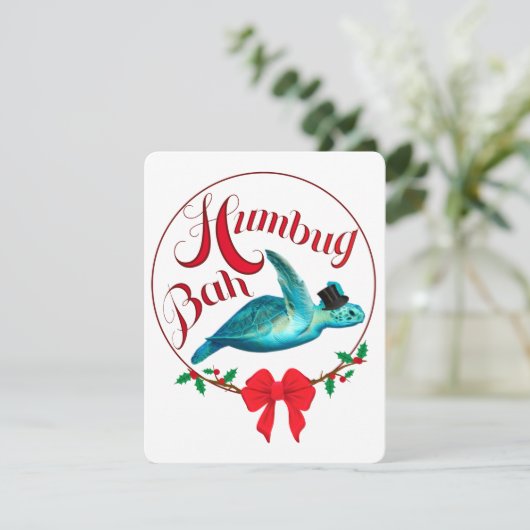 Bah Humbug Scrooge Kerst Schildpad Feestdagenkaart (Staand voorkant)