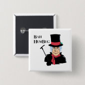 Bah Humbug Scrooge Vierkante Button 5,1 Cm (Voorkant /achterkant)