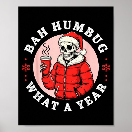 Bah Humbug Skull Hat Santa's Candy Christmas Pajam Poster (Voorkant)
